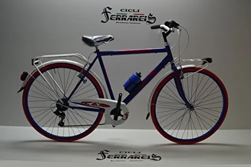 Cicli Ferrareis City Bike Uomo 28 Acciaio e Blu Rosso 6v Personalizzabile