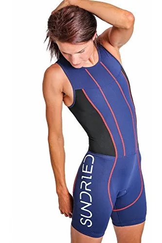 SUNDRIED Womens Premium imbottito Triathlon Tri Suit compressione Duathlon Esecuzione Nuoto Andare in bicicletta vestito della pelle (blu, M)