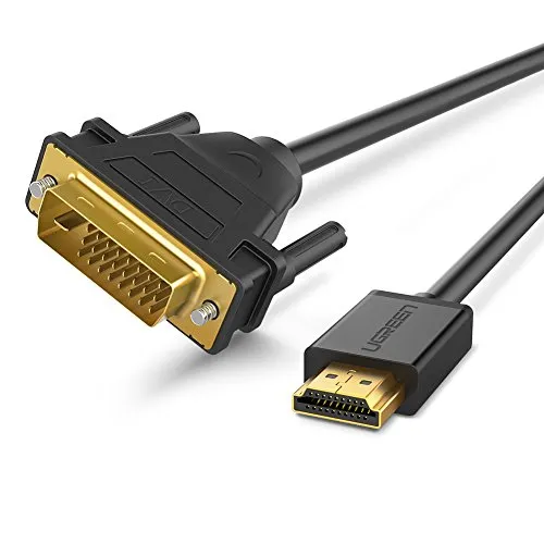 UGREEN HDMI su DVI, Cavo HDMI su DVI Adattatore HDMI a DVI (24+1) 1080P Full HD ad Alta Velocità Bi-Direzionale con Dual Link Connettori Dorati per Proiettore, HDTV, DVD, PS3, e Altri Dispositivi con Presa HDMI e DVI-D (3M)