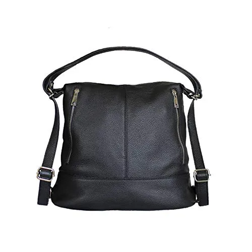 sisn's shop Zaino Donna Borsa In VERA PELLE MADE IN ITALY A Mano Tracolla Spalla Zainetto Antifurto Viaggio Elegante Grande Idee Regalo 2021 Per Ufficio Scuola Casual Sportiva Portafoglio (nero)