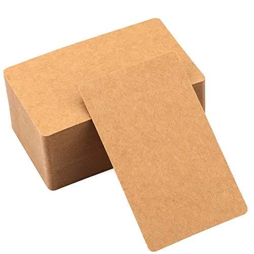 G2PLUS 100PCS Marrone Kraft Paper,Biglietti da Visita Carta di Messaggio Vuoto Tag Cartoncino Bianche per la lista degli invitati di nozze DIY Appunti Graffiti