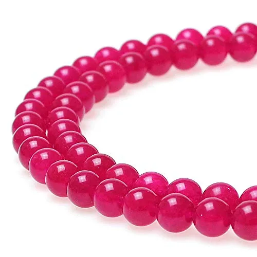 jartc Perline per Braccialetti Energetico Braccialetto Yoga Braccialetto Fai da Te Perle di Pietra Calcedonio Rosso Rosa 25 Pezzi con Perle di Chakra, 34CM,14 mm