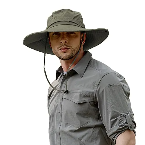 ZLYC - Cappello da pescatore estivo da uomo, con tesa larga, protezione dai raggi UV, Taglia unica