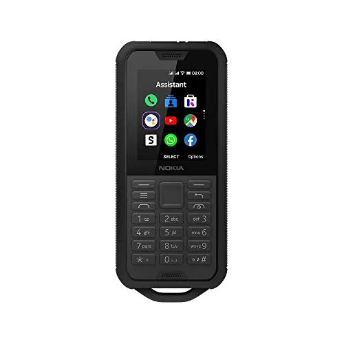 Nokia 800 Tough Telefono 4G da 2,4 pollici senza SIM, impermeabile, antipolvere e a prova di caduta, fotocamera, torcia elettrica, pulsante Google Assistant e supporto per app - Nero