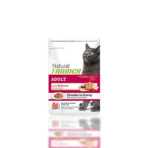 Natural Trainer, Mangime umido Gatto, Busta Adult Salmone Gr. 85