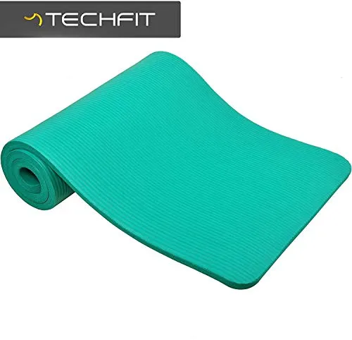 TechFit Fitness Yoga Tappetino, 10mm Extra Spessore, 180 x 60 cm, Ideale per Palestra, Esercizi del Pavimento, Campeggio, Stretching, ABS, Pilates (Verde)