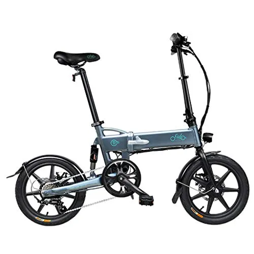 SZPDD Bicicletta elettrica Pieghevole FIIDO D2 Tre modalità di Guida Ebike 250W Motore 25Km / H 25-40KM Gamma E Bicicletta Bicicletta elettrica da 16 Pollici,Grigio,6speed