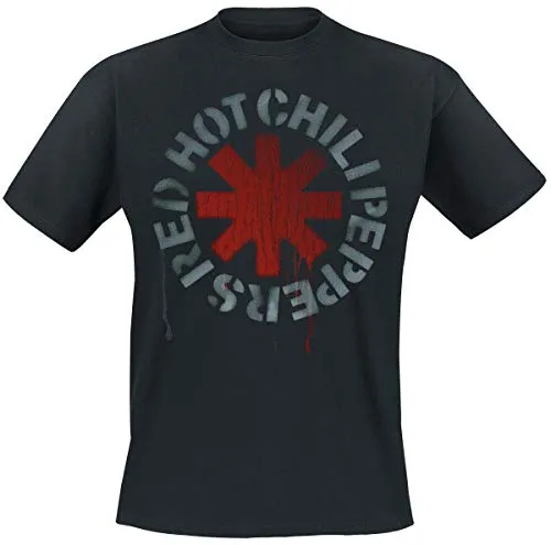 Red Hot Chili Peppers T-Shirt Stencil da Uomo in Nero