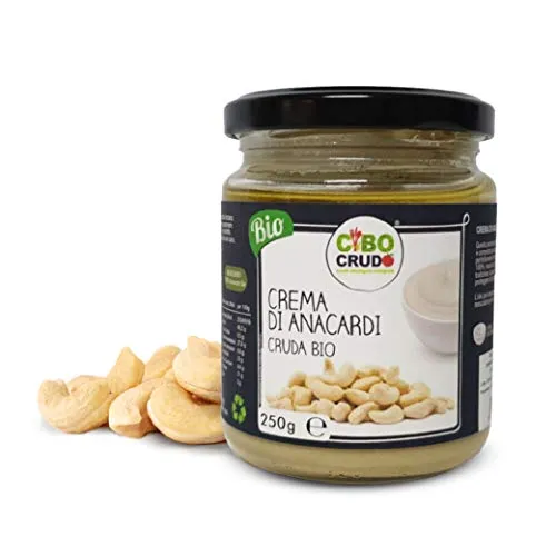 Cibocrudo Burro di Anacardi Crudo Bio, Raw Organic Cashew Butter Vegan, Crema di Anacardi 100% Biologici e crudi, Ottimo per Ricette Golose e Ricco di Proprietà – 250 gr