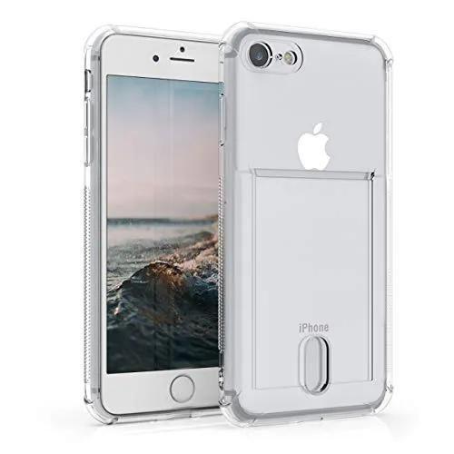 kwmobile Cover compatibile con Apple iPhone SE (2022) / iPhone SE (2020) / iPhone 8 / iPhone 7 - Crystal Case in silicone TPU - Custodia con slot per carte - trasparente