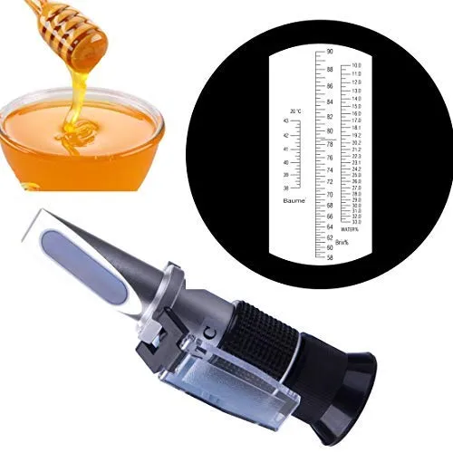 HunterBee apicoltore rifrattometro miele con ATC ，Enologo rifrattometro， 58-90% Brix 10-33 Moisture Meter per il miele condensato oli vegetali latte apicoltore, marmellata di frutta