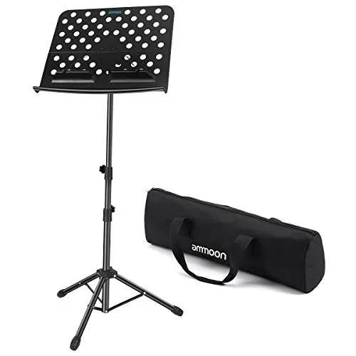 ammoon Leggio Musicale, Portatile Robusto Altezza Regolabile Metallo Supporto per Spartiti Musicale con Borsa da Trasporto