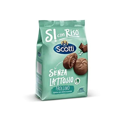 Si con Riso - Frollino Ripieno alla Crema alla Nocciola - Biscotti Senza Lattosio e Senza Olio di Palma - 200 g