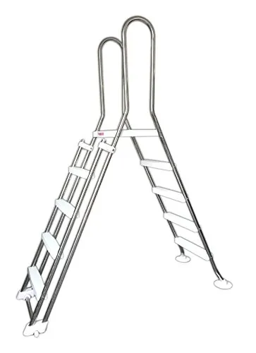 New Plast 0846 - Scaletta Inox di Sicurezza per Piscine, 4 scalini + piattaforma + frontale rimovibile