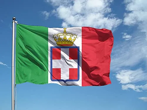 Bandiera REGNO D'ITALIA 150x220 cm in poliestere NAUTICO 115 gr/mq con doppia piega perimetrale, corda e guaina. Adatta sia IN/OUT DOOR