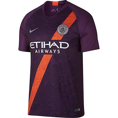 Nike - Maglietta da Uomo Manchester City FC Breathe Stadium 3rd, Uomo, T-Shirt, 919001-538, Viola Notte/Argento Riflettente, XL