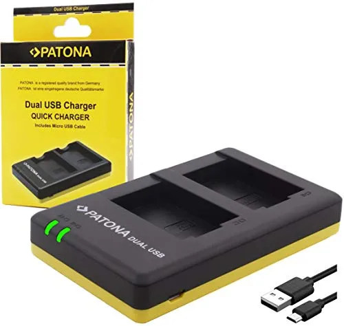 PATONA 1950 - Caricabatterie dual USB compatibile con batterie Panasonic DMW-BLG10 E / Leica BP-DC 15