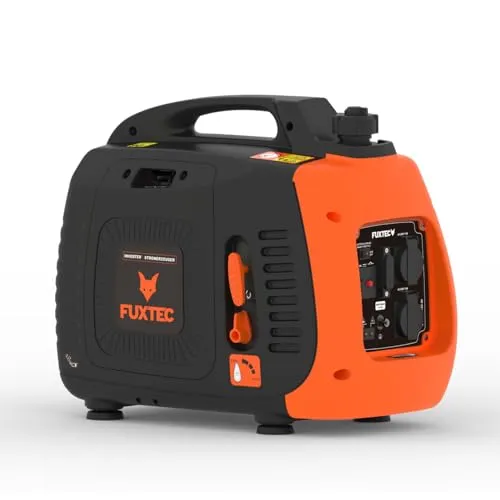 Generatore inverter portatile a benzina FUXTEC FX-IG12 - potenza 2,2 KW, autonomia 4h, serbatoio 3,8 L, motore 4 tempi - 2 connessioni 230V per caricabatterie, laptop, 2 porte USB 5V-2A