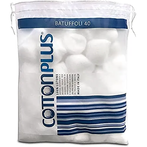 Cotton Plus BATUFFOLI 40 pz. - LINEA MEDICALE | 100% PURO COTONE IDROFILO CARDATO PER USO MEDICALE | Morbido e assorbente.