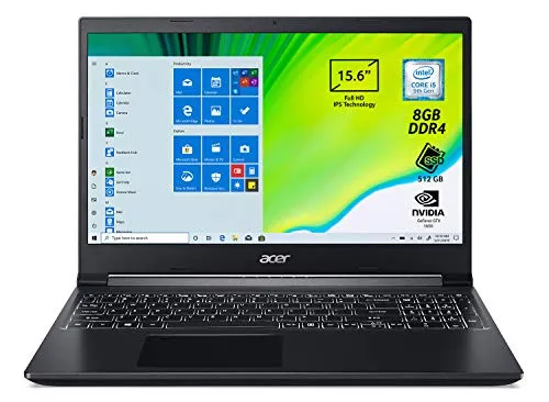 Acer Aspire 7 A715-75G-56ZA Notebook con Processore Intel Core i5-9300H, RAM 8 GB DDR4, 512 GB PCIe NVMe SSD, Display 15.6" FHD IPS LED LCD, NVIDIA GeForce GTX 1650 4 GB GDDR6, Windows 10 Home, Nero