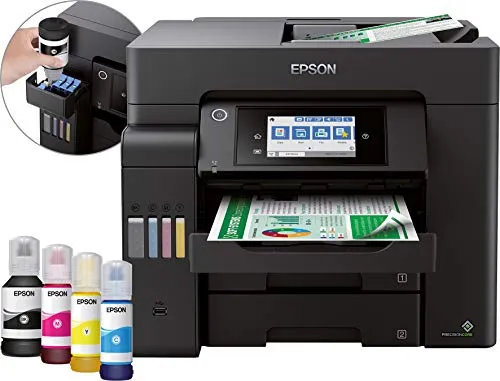 Epson EcoTank ET-5850 - Stampante Multifunzione 4 in 1 (Copia, scansione, Stampa, fax, A4, ADF, Full Duplex, WiFi, Ethernet, Display, USB 2.0), Grande capacità, Basso costo di Pagina.