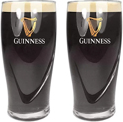 SP Guinness - Bicchieri da pinta da 568 ml, marchio CE, design a forma di arpa in rilievo, set di 2