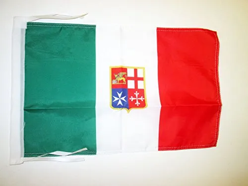 AZ FLAG Bandiera Marina MERCANTILE Italiana 45x30cm - BANDIERINA NAVALE d'Italia 30 x 45 cm cordicelle