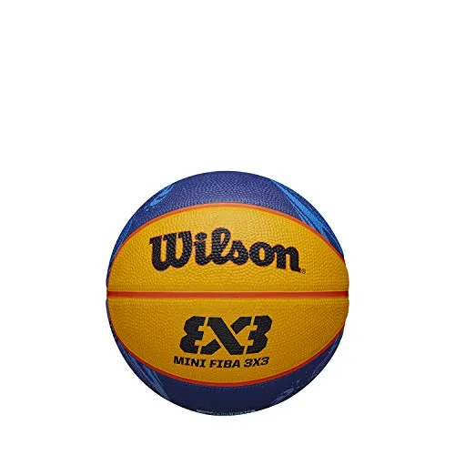 Wilson, Pallone da Basket FIBA 3 x 3 REPLICA BALL 2020 WT, Misura 3, Gomma, da Utilizzare al Chiuso e all'Aperto, Giallo/Blu, WTB1733XB2020