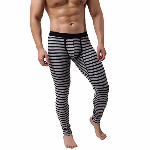 Homebaby Uomo Pantaloni Termici Ti Tiene al Caldo Senza Stress Intimo Invernale Lightweight Strisce Caldo Leggings di Long Johns Uomo Termico Pantaloni Invernali Ultra Leggero