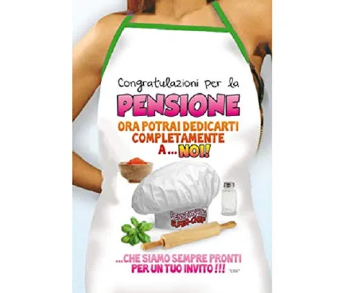 Grembiule della PENSIONATA Super Chef - Gadget Stampato Pensione Idea Regalo Festa di Pensionamento
