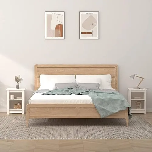 vidaXL Comodini 2 pz Bianchi 40x35x55 cm in Legno Massello di Pino