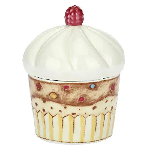 THUN ® - Zuccheriera New Sweet Cake con Coperchio a Forma di Cupcake - Porcellana - 14 cm h