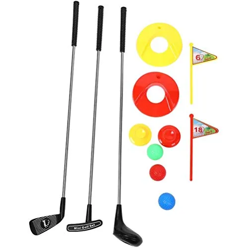 Auplew Mini Set da Golf Portatile per Bambini Giocattolo da Golf per Giochi educativi di Sviluppo Set da 10 Pezzi