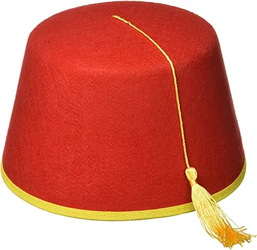 Forum Novelties Red Fez Cappello di Feltro Rosso/Oro