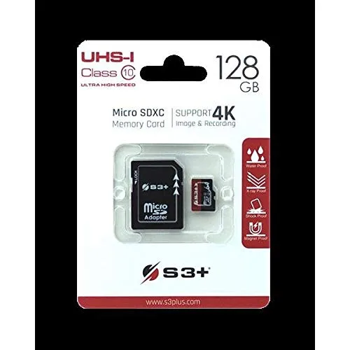 Sconosciuto S3+ MICROSDXC UHS-I 128GB CLASS-10 with SD Adaptor (S3SDC10U1128GB)