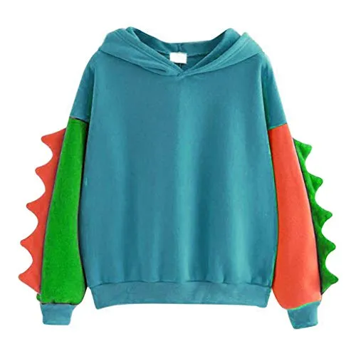 Felpe da Donna,Donne a Maniche Lunghe Pullover Hoodie Dinosaur Patchwork Sweatshirt Calda(#06,M)