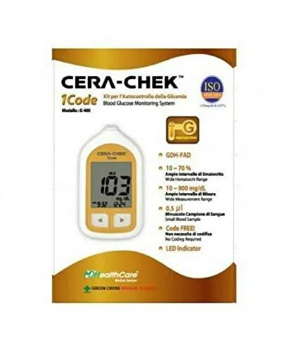 Misuratore Glicemia Cera-Chek Glucometro, Pungidito, 10 Strisce e 10 lancette