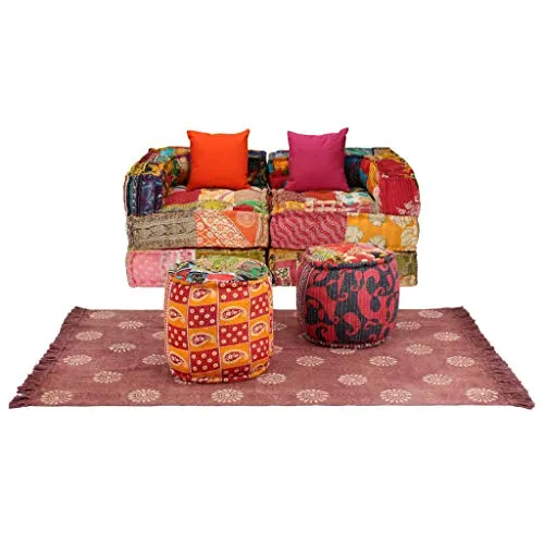 vidaXL Divano Modulare 9 pz in Tessuto Motivo Patchwork Arredo Salotto Lounge