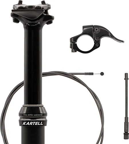 Kartell ® Vario - Canotto reggisella telescopico per uso MTB, regolazione continua dell'altezza, diametro 30,9 mm, colore: Nero