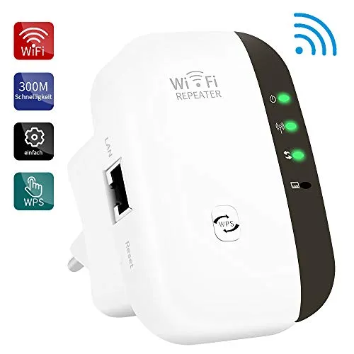 Ripetitore WiFi, 300bps WiFi Extender 2.4GHz Amplificatore WiFi Supporto AP/Ripetitore modalità e Funzione WPS Raggiungere WiFi Copertura Completa, 1 Access Point