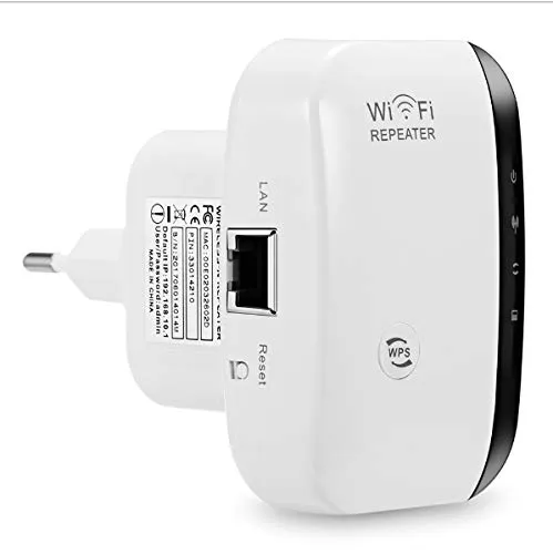 Ripetitore WiFi, 300bps WiFi Extender 2.4GHz Amplificatore WiFi Supporto AP/Ripetitore modalità e Funzione WPS Raggiungere WiFi Copertura Completa, 1 Access Point