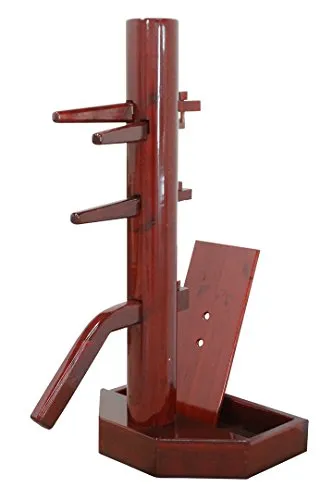 Wing Chun Wooden Dummy with Base Cherry-Colored With Form And Cover