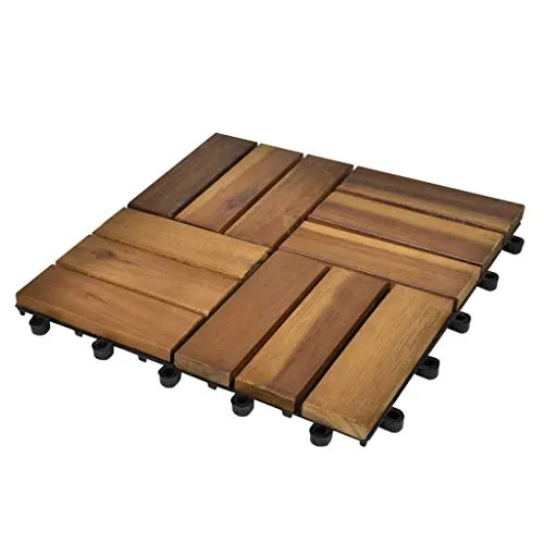 vidaXL Set 20 pz Piastrelle acacia per pavimento giardino esterno 30 x 30 cm