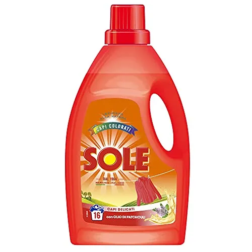 Sole Detersivo per Bucato in Lavatrice e a Mano, Tutti Colori con Agenti Cattura Colore, Lana e Delicati, 16 Lavaggi, 1000ml