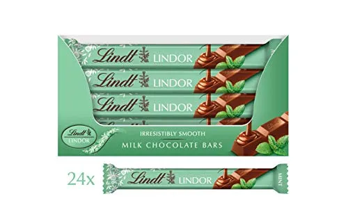 Lindt Lindor Mint Milk Chocolate Snacking Bar 38g (Pack of 24)