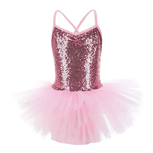 KISSION Classica Vestito da Danza,Tutu Body Brillante Balletto per Prestazioni o Allenamento