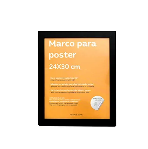 Nacnic nero per foto, poster, diplomi con dimensioni 24x30 cm, dimensioni cornice 28X34 cm, nero