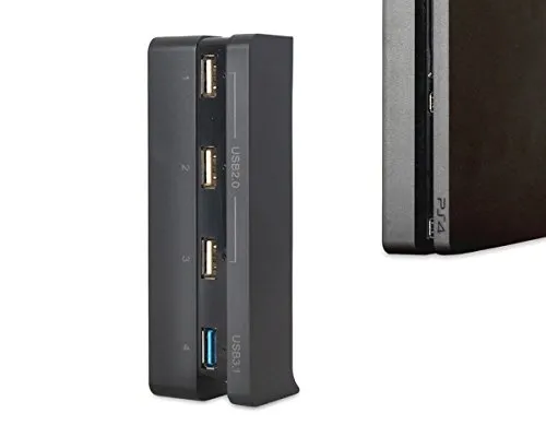 ElecGear PS4 Slim Hub USB 3.0, Porta di Ricarica Splitter Adattatore di Estensione USB (1x USB3.0 e 3x USB2.0) con LED per Kit di accessori per PlayStation 4 Slim CUH-2xxx
