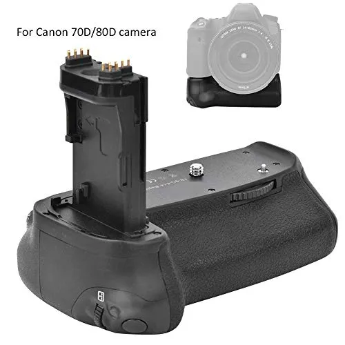 Mugast Impugnatura per batterie 2 * LP-E6 / 6 * AA, Impugnatura Verticale della Fotocamera per Canon 70D 80D, Sostituzione per Canon BG-E14