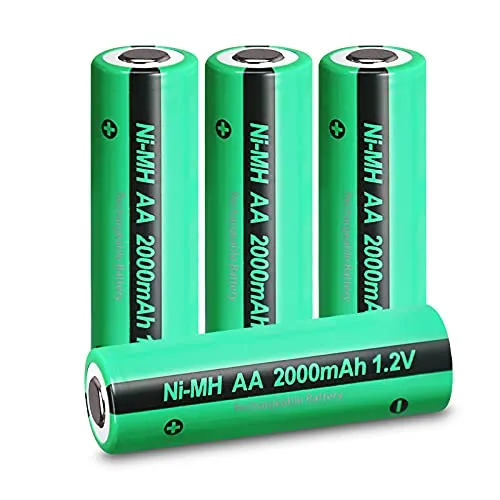 4 batterie PKCELL AA ricaricabili Ni-MH 2000mAh 1.2V NiMH Industries Batteria scarica